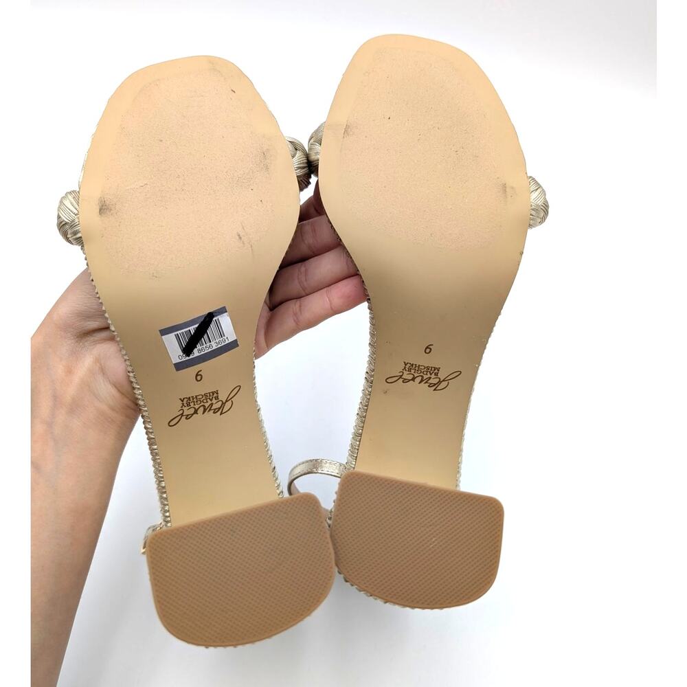 Jewel Badgley Mischka Shea Ankle Strap Sandals Champagne Gold Size US9 EU39.5 - Picture 5 of 10